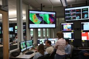 Dr. Pam Heinselman looks onward as the PAR evaluation team monitor a swirling mass of convection over Oklahoma City.