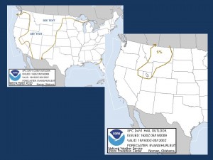 Day 1 Categorical Convective Outlook and Hail Probabilities from the SPC issued 1630Z