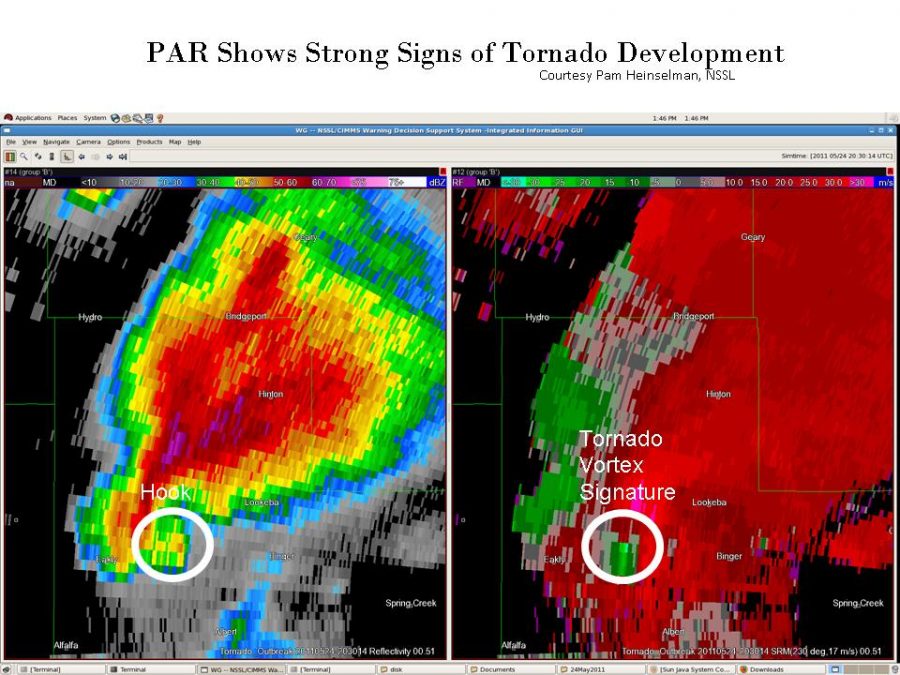 PAR shows strong signs of tornado development. (Image courtesy Pam Heinselman, NSSL)