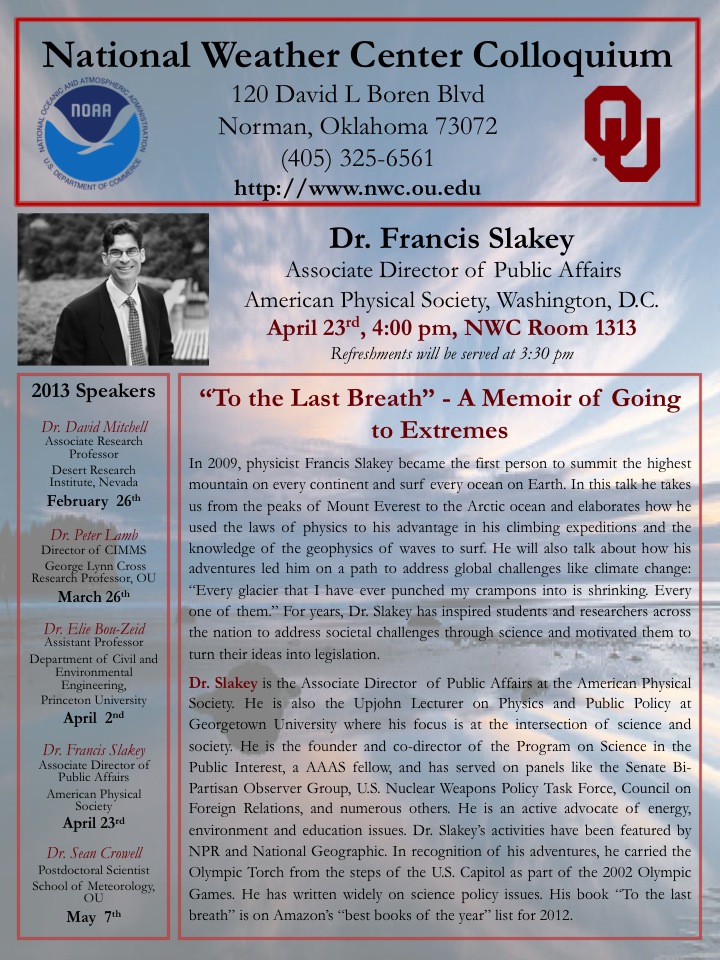 Renowned physicist to speak at National Weather Center